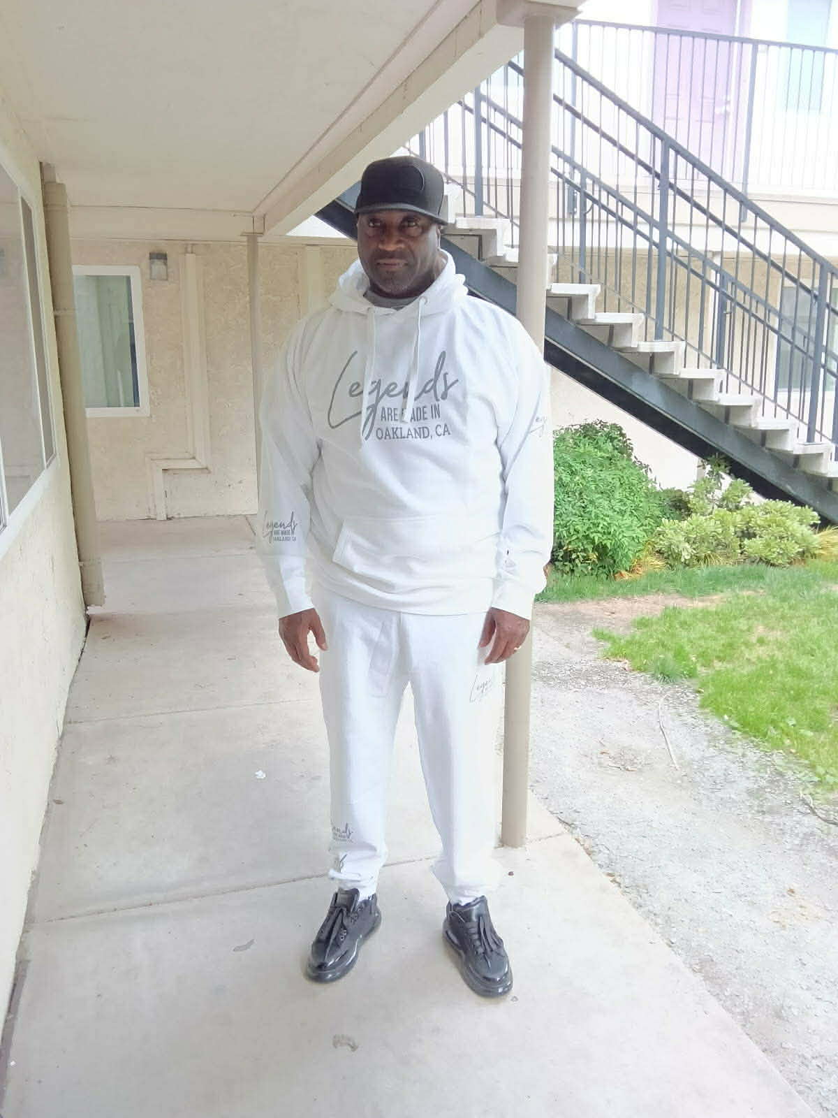 Customer wearing Banks Legendary Fashions