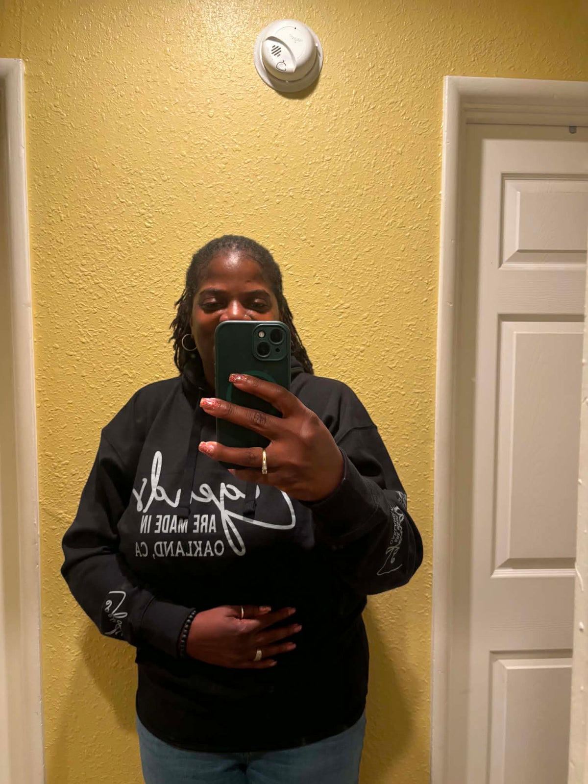 Customer wearing Banks Legendary Fashions