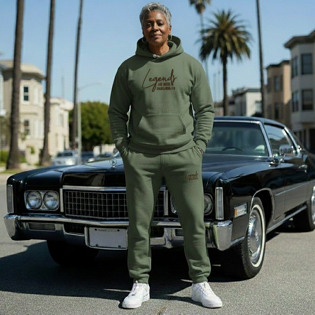 Military Green Sweat Suit- Medium Brown Legends Are Made Print