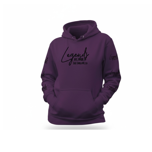 Castlemont High School Purple & Black Hoodie W/ "Legends Are Made In East Oakland, CA" Print