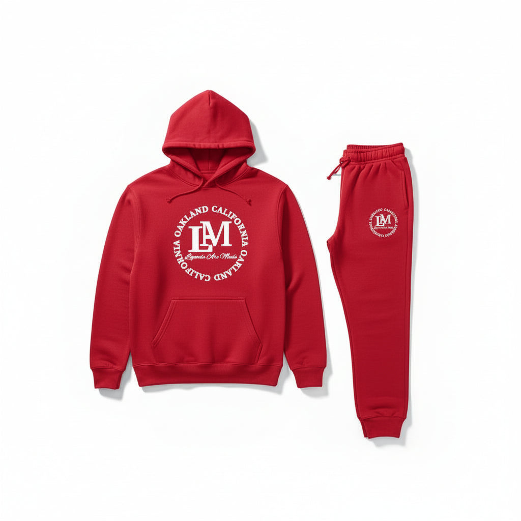 Red Hooded Sweatsuit with White New Legends Logo
