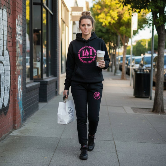 Black Sweat Suit w/New Legends Hot Pink Logo