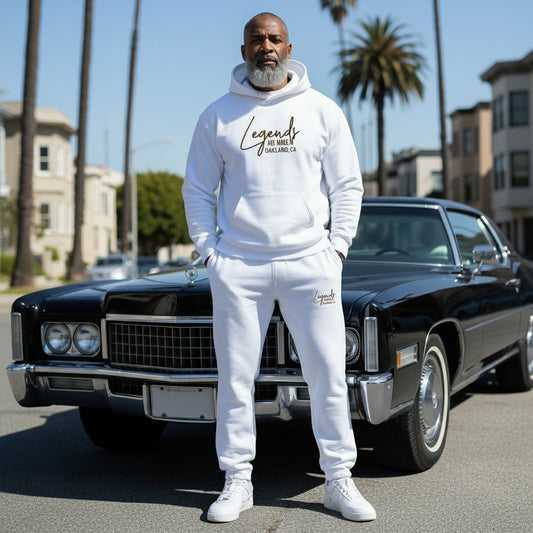 Medium Brown Print Legends Are Made- White Sweatsuit