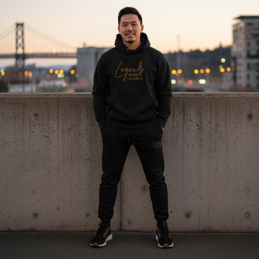 Lt Brn Legends Are Made-Black Hooded Sweatsuit