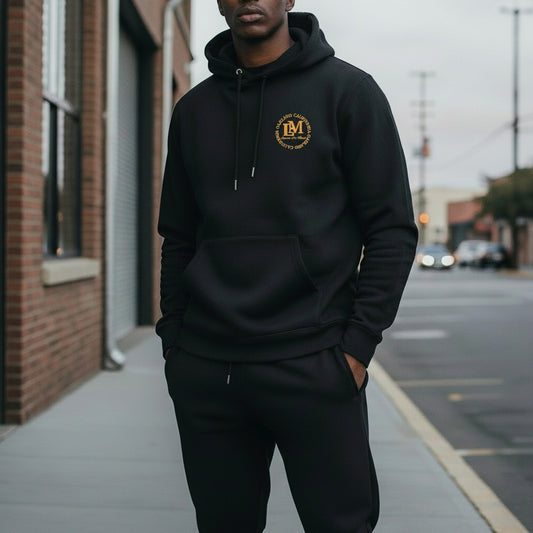 Black Hooded Sweat suit/ Peach HTV New Logo