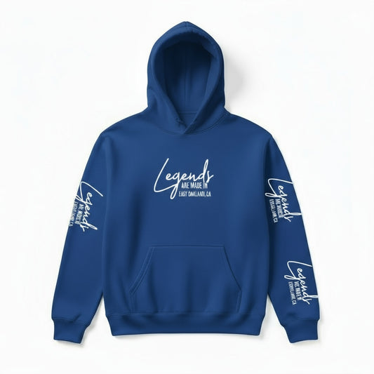 Oakland High Blue-White Hoodie "Legends Are Made In East Oakland, CA"