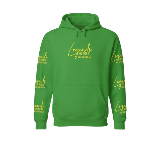 Fremont High School Green-Yellow "Legends Are Made In East Oakland, CA" Hoodie